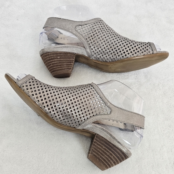 Paul Green Beige Perforated Heeled Sandals - Picture 4 of 11